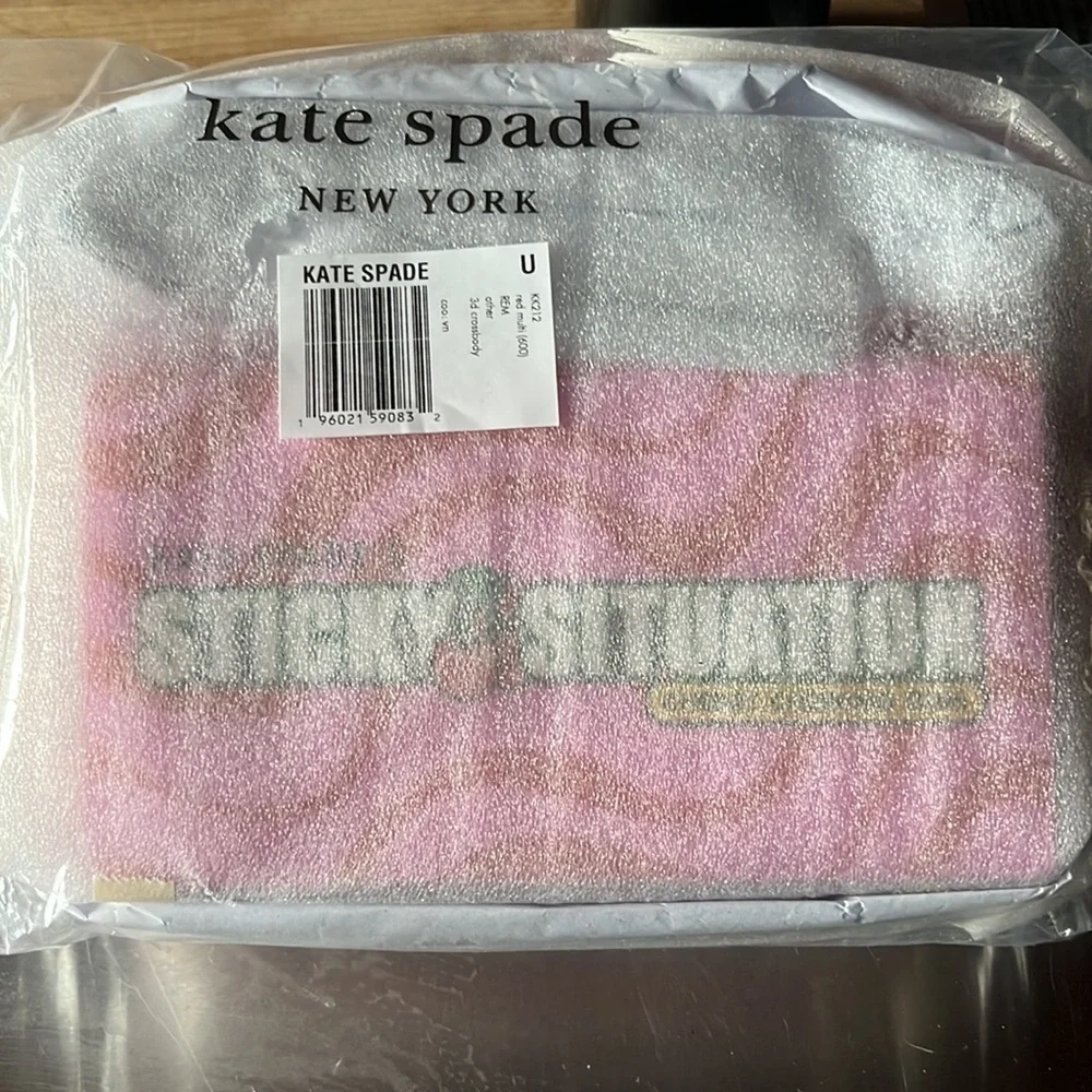 Kate Spade Cherry Print Pink and Red Crossbody Bag sticky situation bubble gum